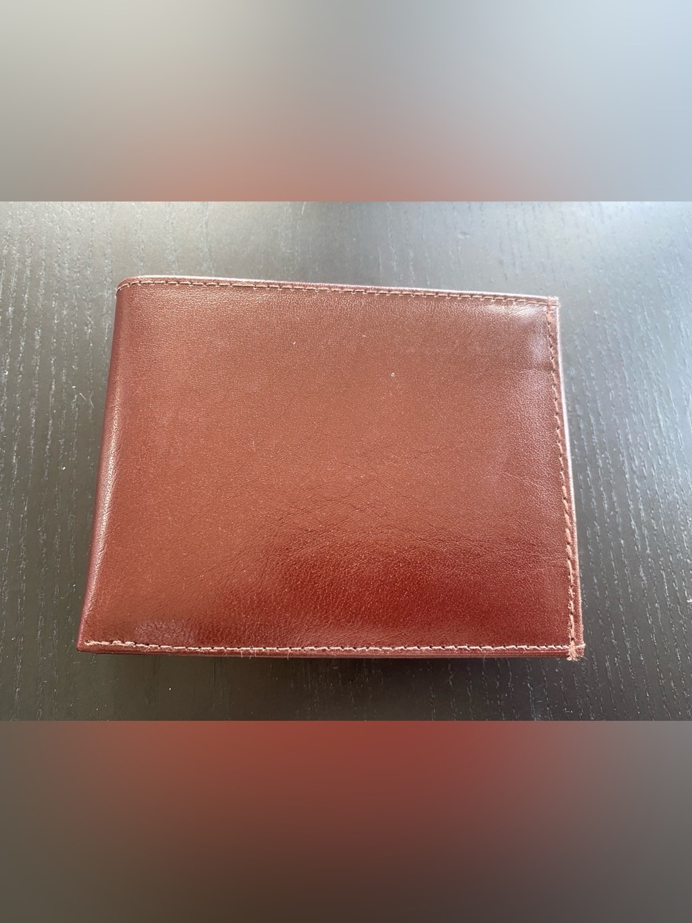 Vintage Brown Smooth Leather Bifold Wallet - Unbranded (With Box) NOS